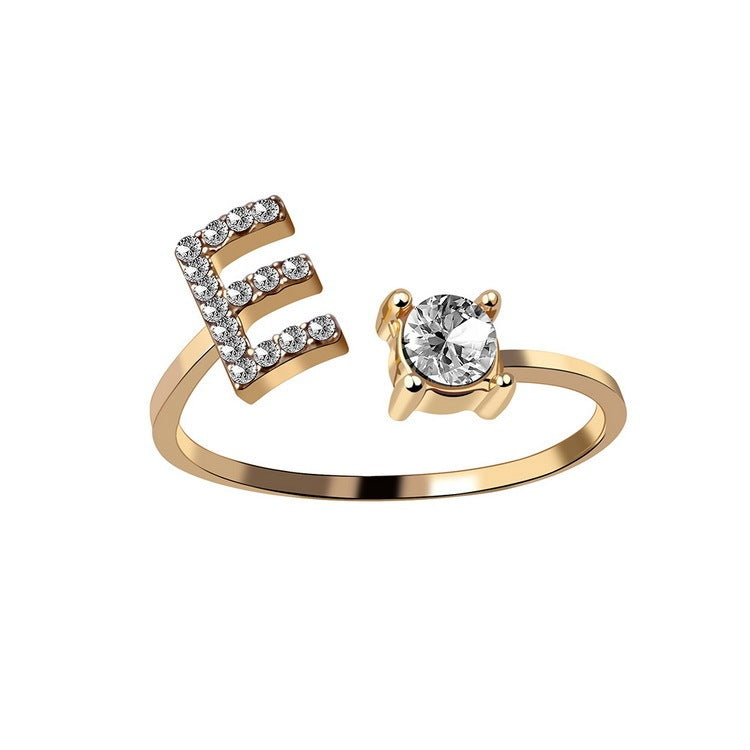 New Design Adjustable 26 Initial Letter Ring Fashion Jewelry For Women Simple Elegant Jewelry - Tatum Cristal