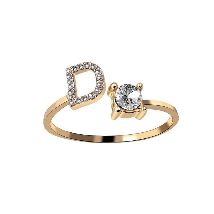 New Design Adjustable 26 Initial Letter Ring Fashion Jewelry For Women Simple Elegant Jewelry - Tatum Cristal