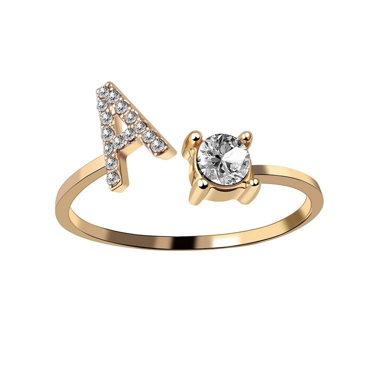 New Design Adjustable 26 Initial Letter Ring Fashion Jewelry For Women Simple Elegant Jewelry - Tatum Cristal