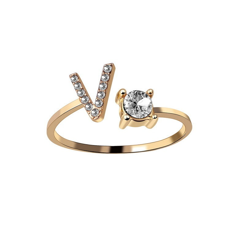 New Design Adjustable 26 Initial Letter Ring Fashion Jewelry For Women Simple Elegant Jewelry - Tatum Cristal