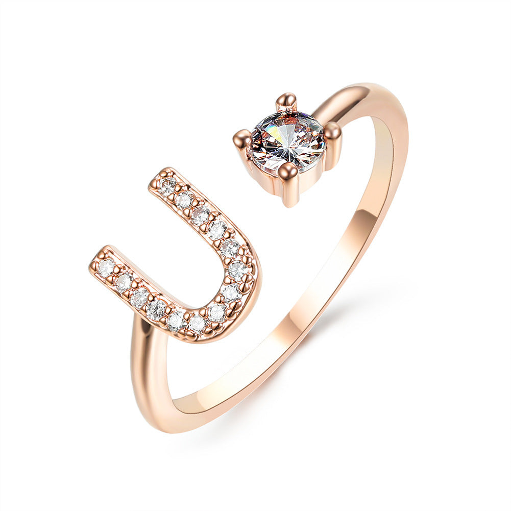 New Design Adjustable 26 Initial Letter Ring Fashion Jewelry For Women Simple Elegant Jewelry - Tatum Cristal