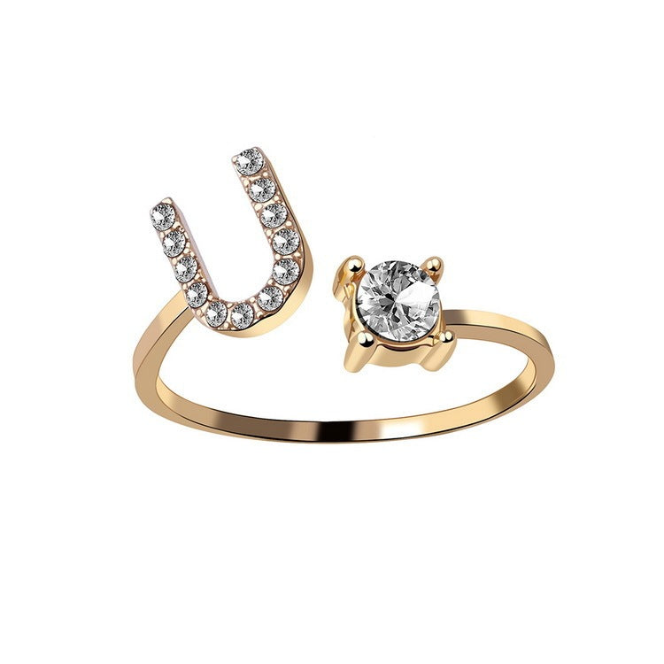New Design Adjustable 26 Initial Letter Ring Fashion Jewelry For Women Simple Elegant Jewelry - Tatum Cristal