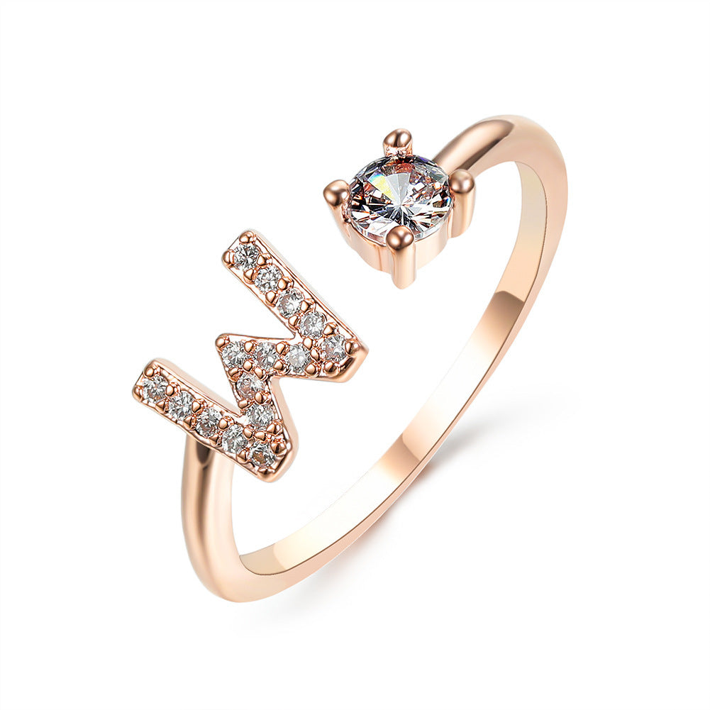 New Design Adjustable 26 Initial Letter Ring Fashion Jewelry For Women Simple Elegant Jewelry - Tatum Cristal