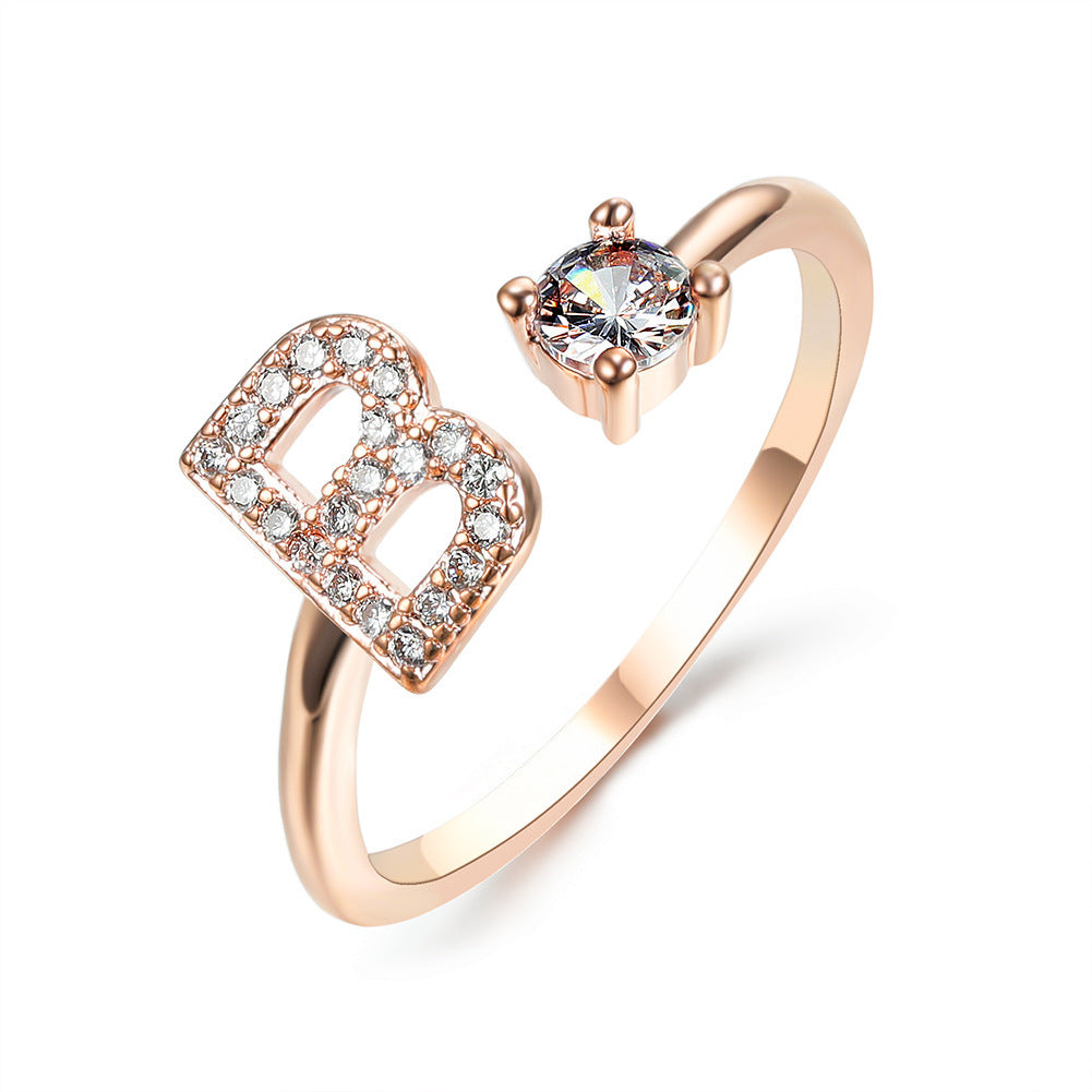 New Design Adjustable 26 Initial Letter Ring Fashion Jewelry For Women Simple Elegant Jewelry - Tatum Cristal