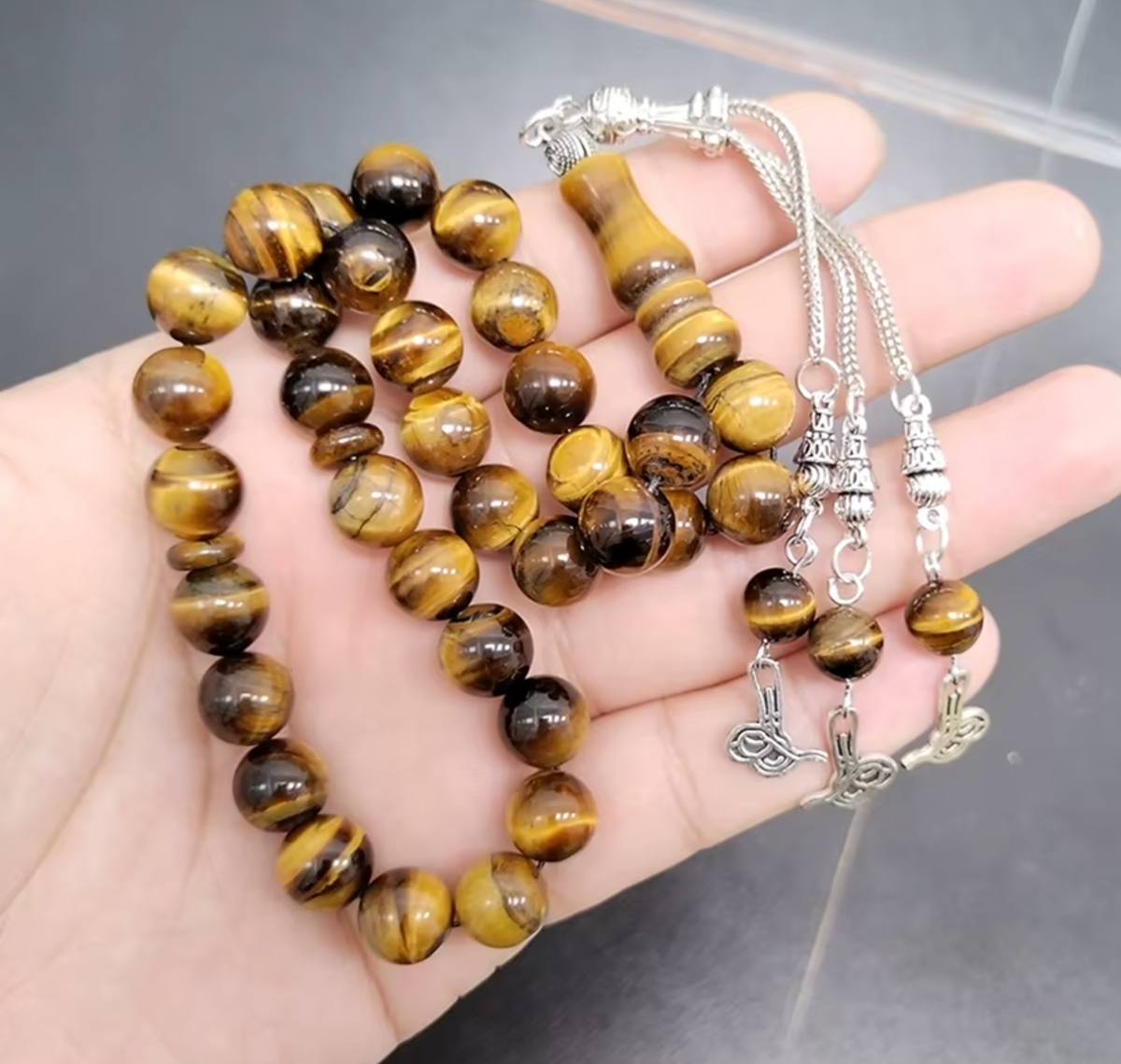 Tasbih Misbaha Œil de Tigre — 99 Perles 8mm