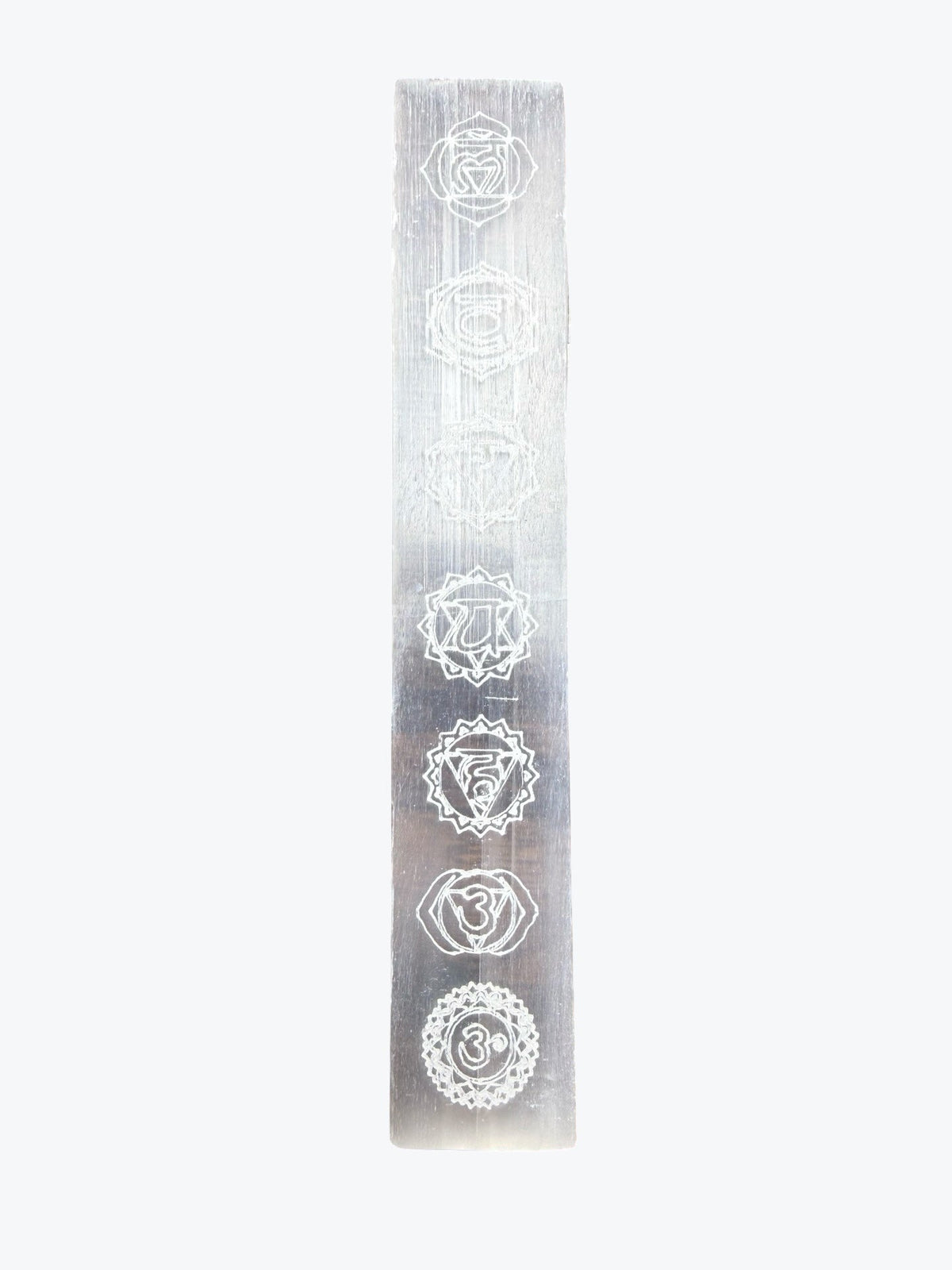 Plaque en Sélénite gravé 7 chakras