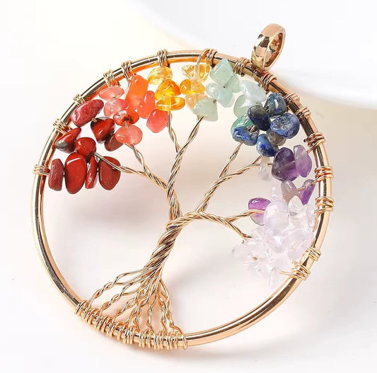 Arbre de vie en Rond tressé - 5cm - 7 chakras