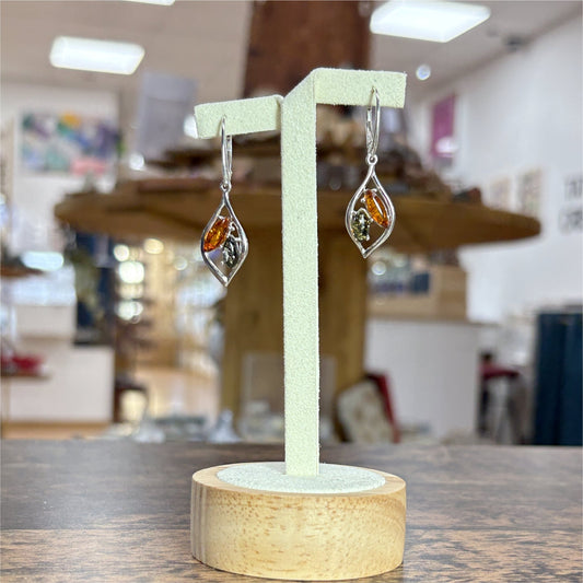 Boucle d'oreilles 2 ambre Marquise multi couleurs - Argent 925