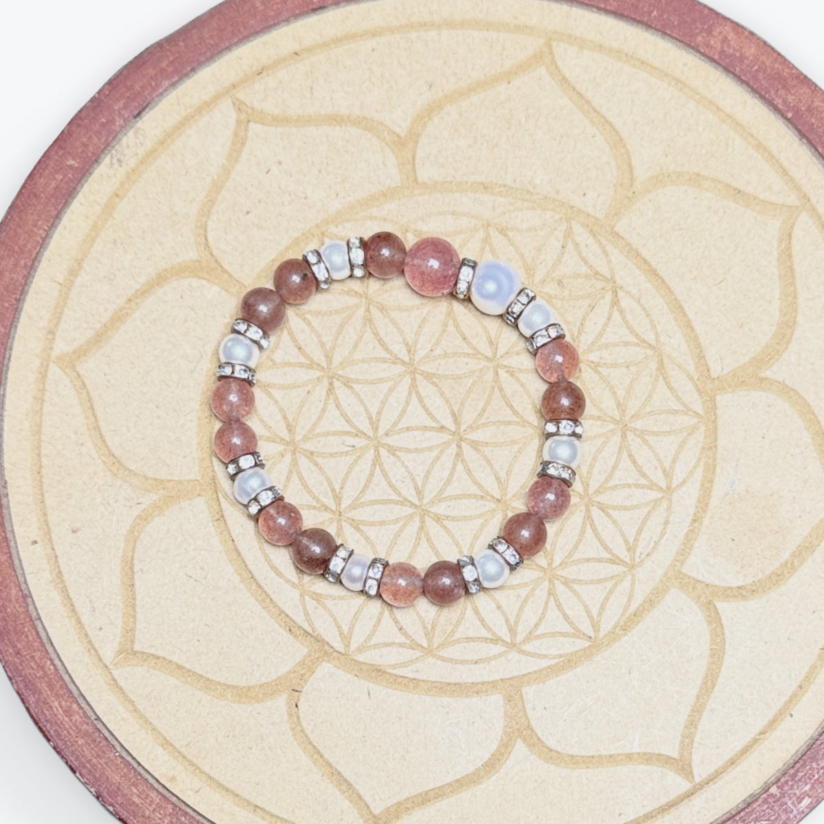 Bracelet Strass | Quartz Fraise & Perle de Culture