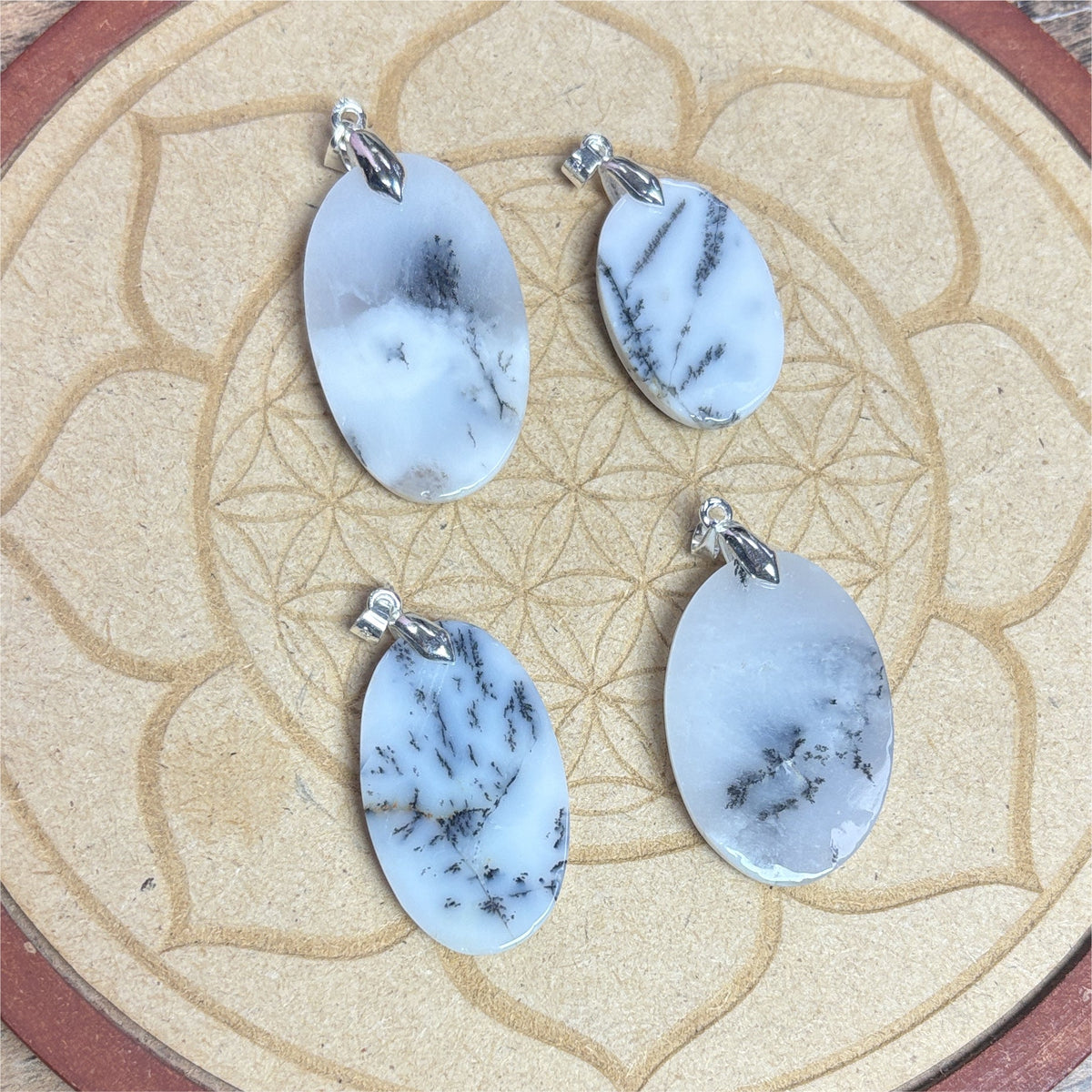 Pendentif Opale Merlinite - Agate Dendritique