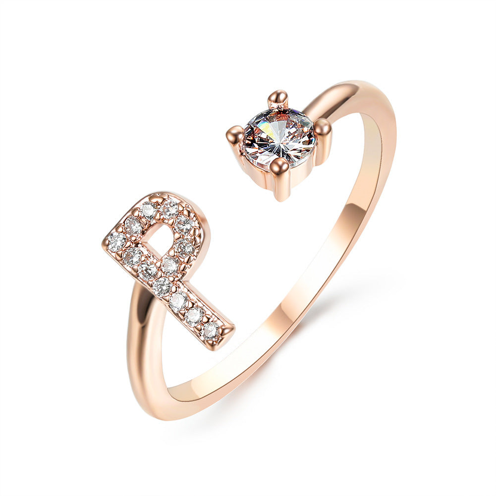 New Design Adjustable 26 Initial Letter Ring Fashion Jewelry For Women Simple Elegant Jewelry - Tatum Cristal