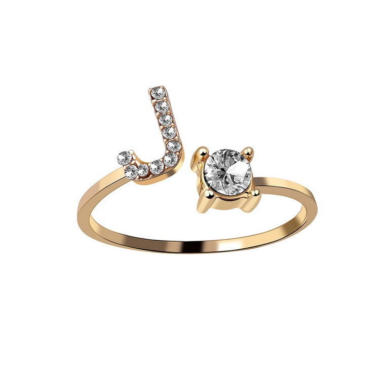 New Design Adjustable 26 Initial Letter Ring Fashion Jewelry For Women Simple Elegant Jewelry - Tatum Cristal