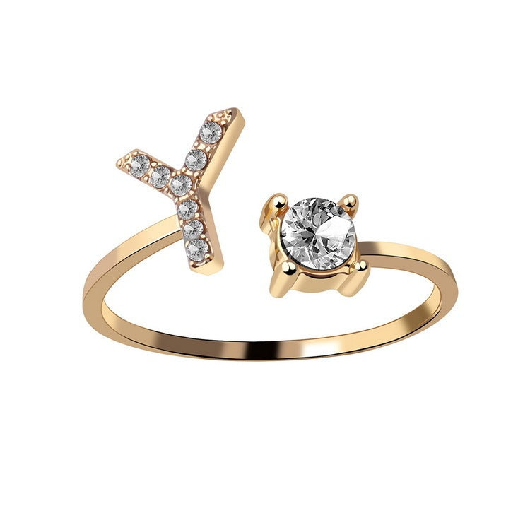 New Design Adjustable 26 Initial Letter Ring Fashion Jewelry For Women Simple Elegant Jewelry - Tatum Cristal