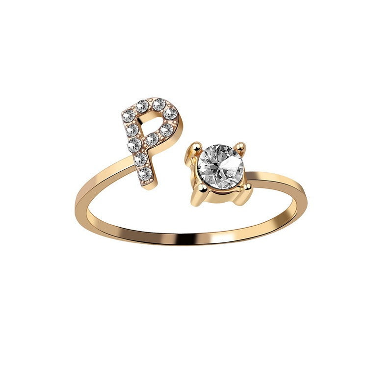 New Design Adjustable 26 Initial Letter Ring Fashion Jewelry For Women Simple Elegant Jewelry - Tatum Cristal