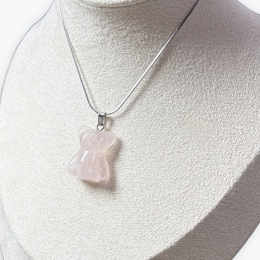 Pendentif Nounours Quartz rose du brésil