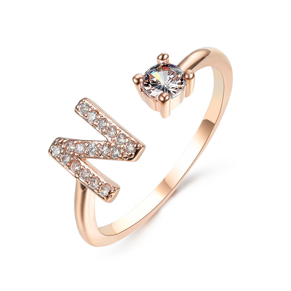 New Design Adjustable 26 Initial Letter Ring Fashion Jewelry For Women Simple Elegant Jewelry - Tatum Cristal