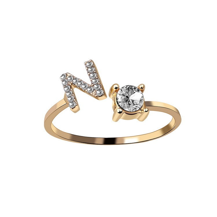 New Design Adjustable 26 Initial Letter Ring Fashion Jewelry For Women Simple Elegant Jewelry - Tatum Cristal