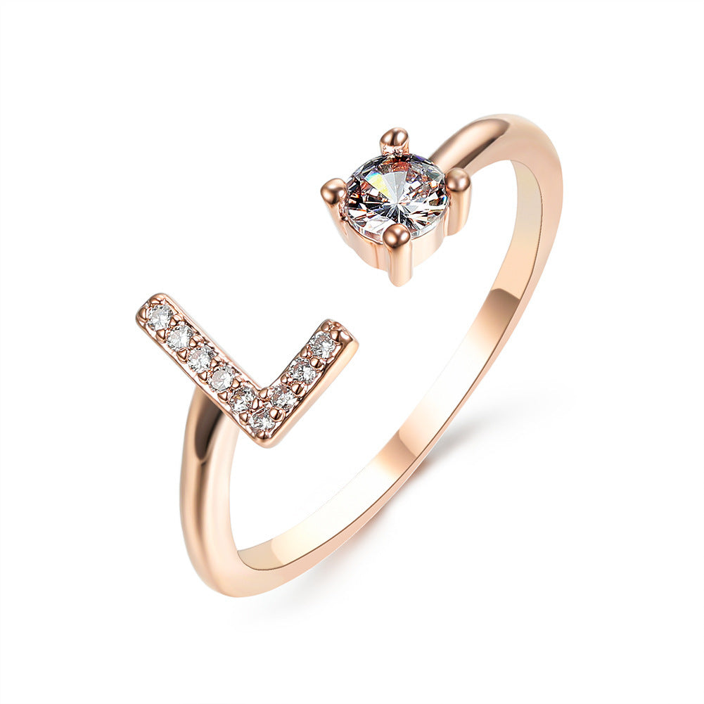 New Design Adjustable 26 Initial Letter Ring Fashion Jewelry For Women Simple Elegant Jewelry - Tatum Cristal