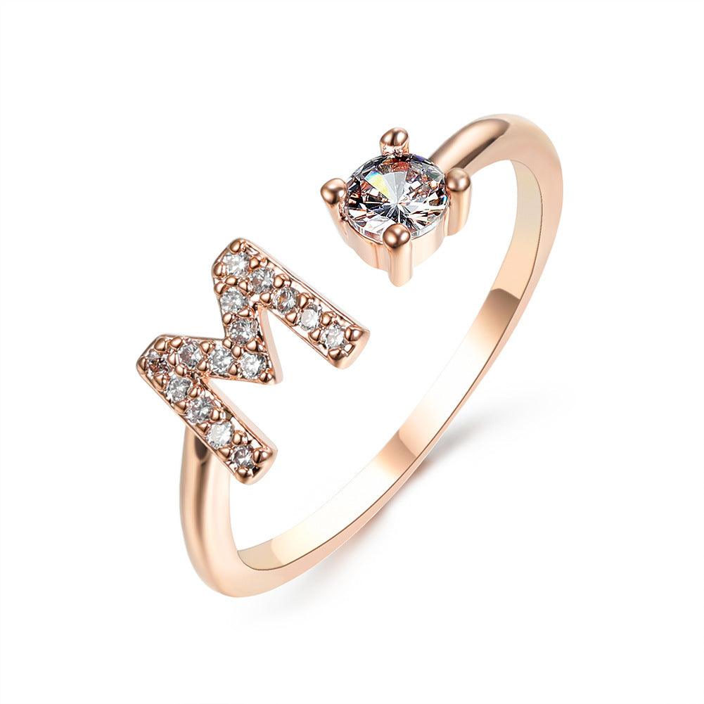 New Design Adjustable 26 Initial Letter Ring Fashion Jewelry For Women Simple Elegant Jewelry - Tatum Cristal