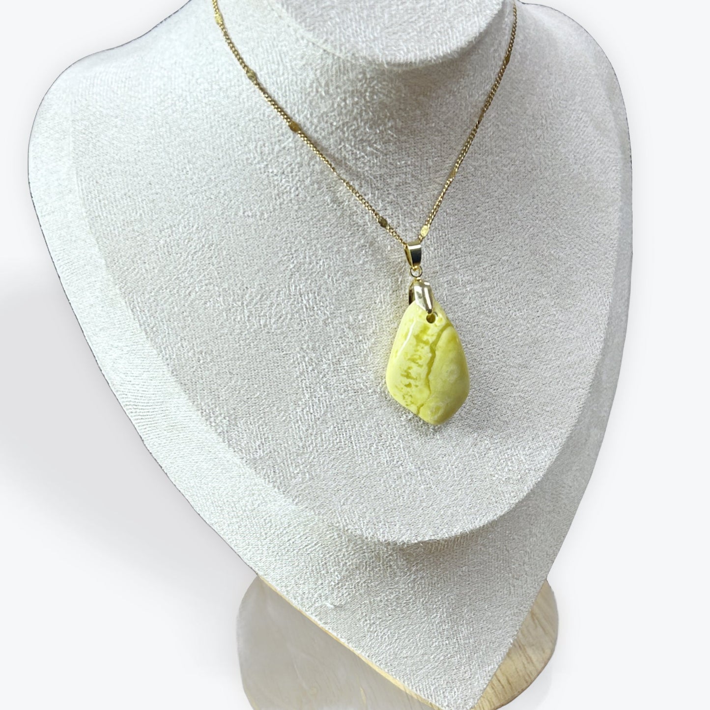 Serpentine jaune Pendentif Pierre roulée
