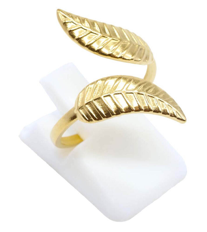 Bague Inox dorée Laurier Design