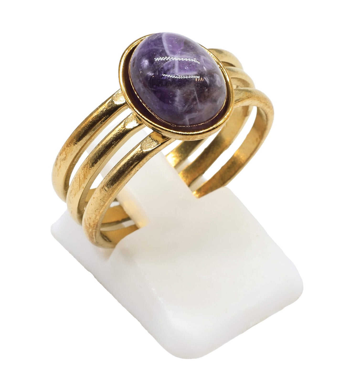 Bague Inox Trident Améthyste