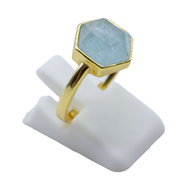 Bague Argent 925 Aigue Marine Hexagonale