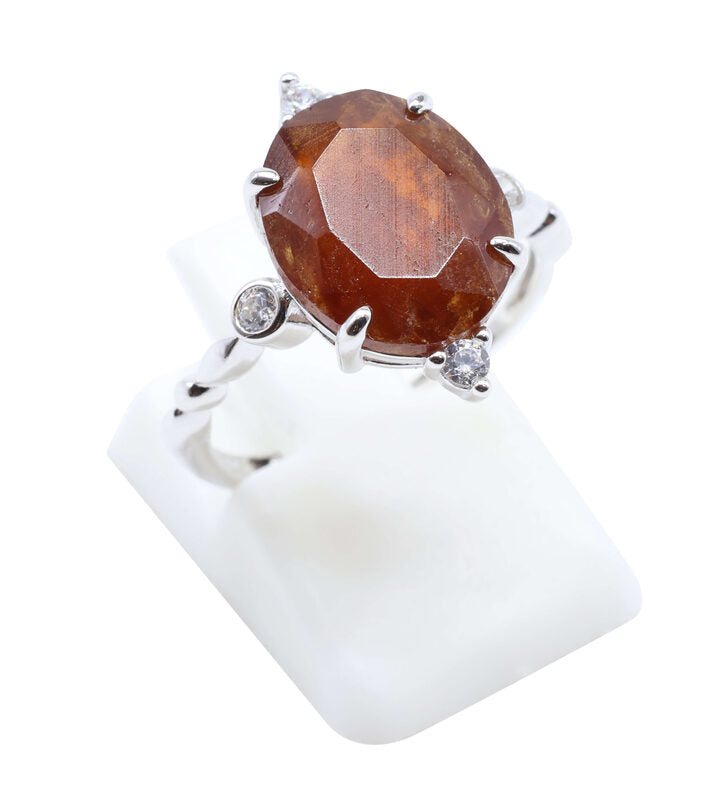 Bague Argent 925 Grenat Ovale Impérial