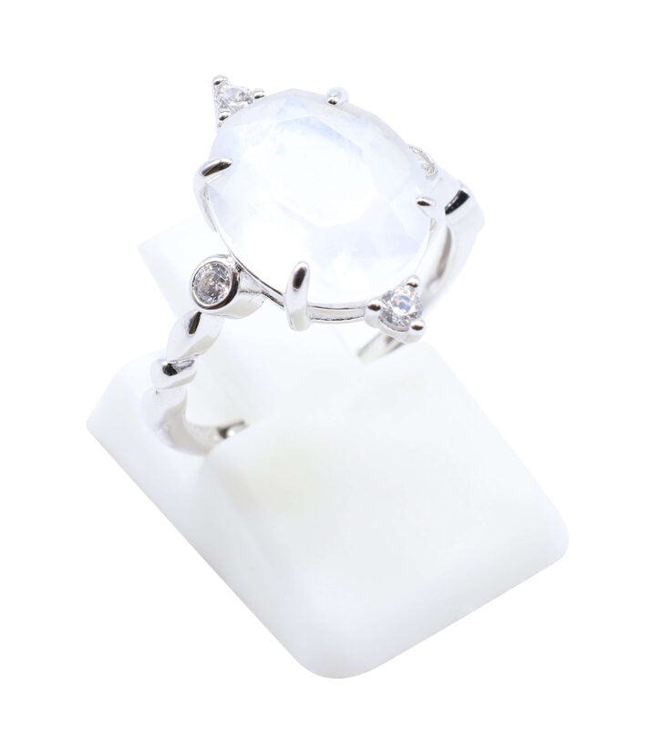 Bague Argent 925 Pierre de Lune Ovale Impérial