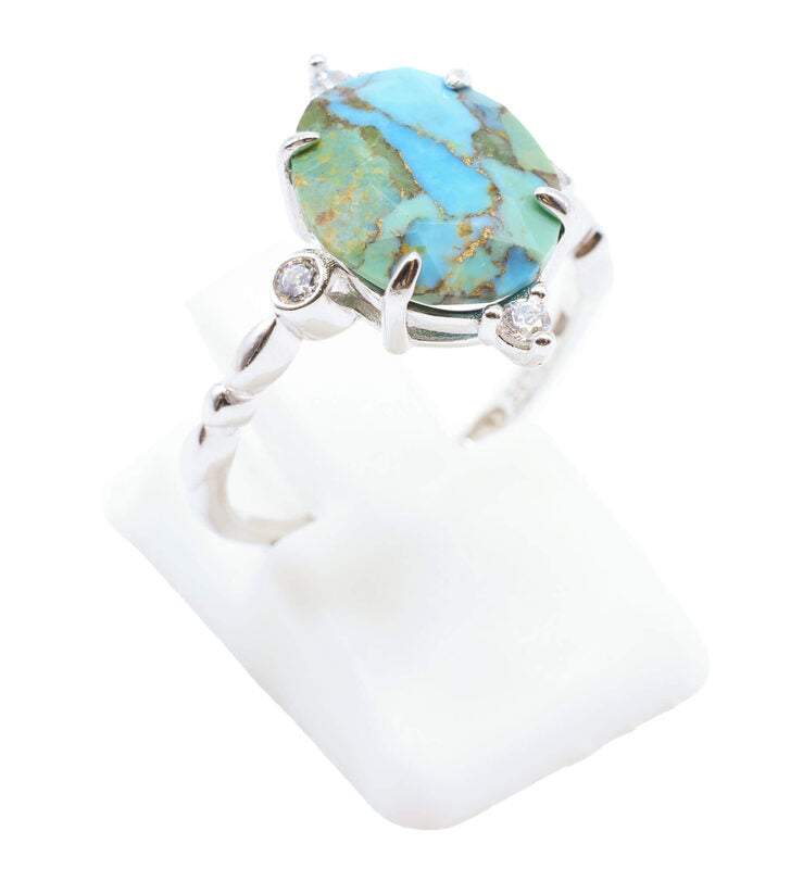 Bague Argent 925 Turquoise Ovale Impérial