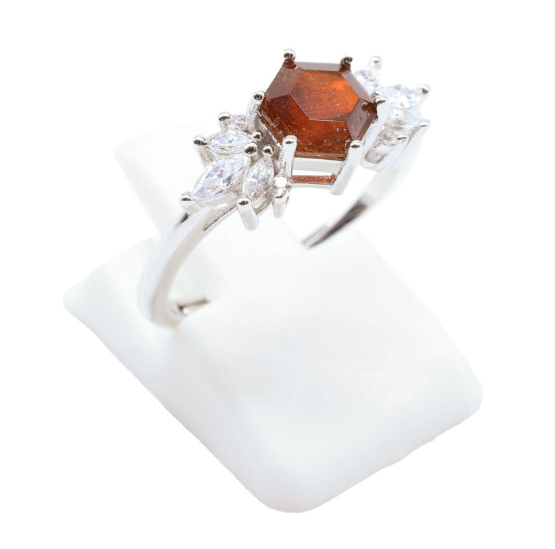 Bague Argent 925 'Flocon d'Argent' - Grenat