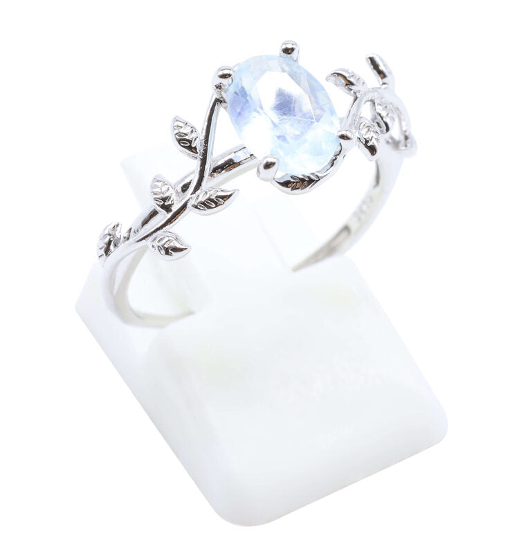 Bague Argent 925 'Murmure de Laurier' - Aigue Marine