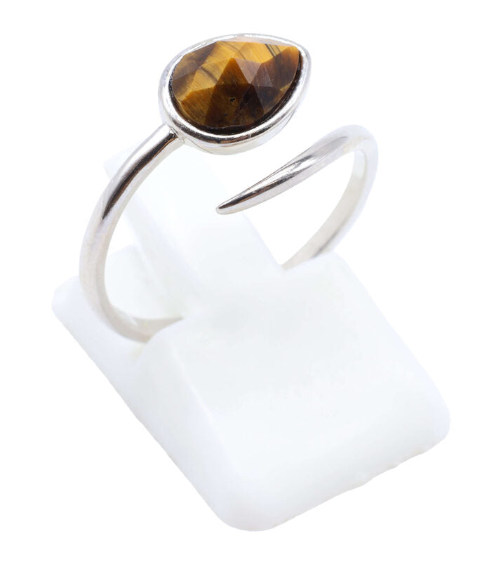 Bague Argent 925 'Serpent Argenté' - Oeil de Tigre