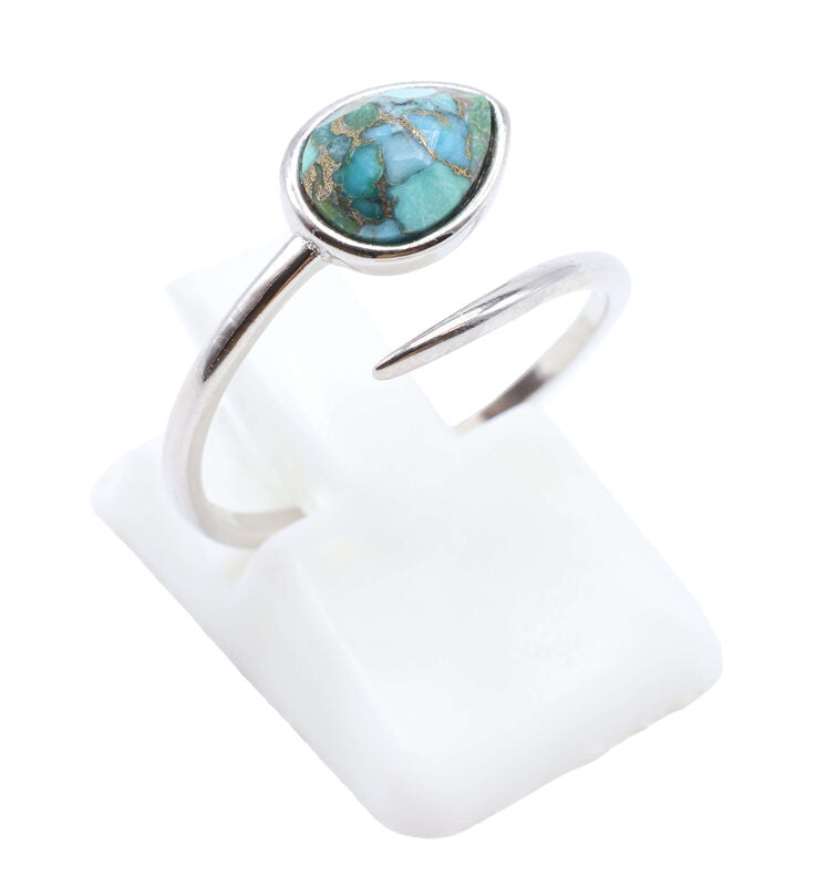 Bague Argent 925 'Serpent Argenté' — Turquoise