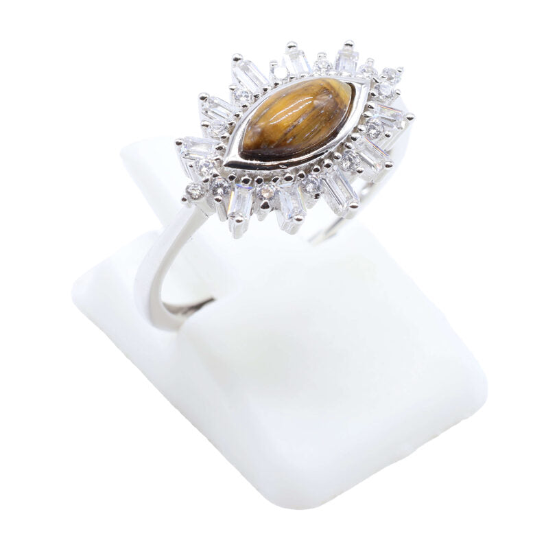 Bague Argent 925 'Oeil Solaire' - Oeil de Tigre