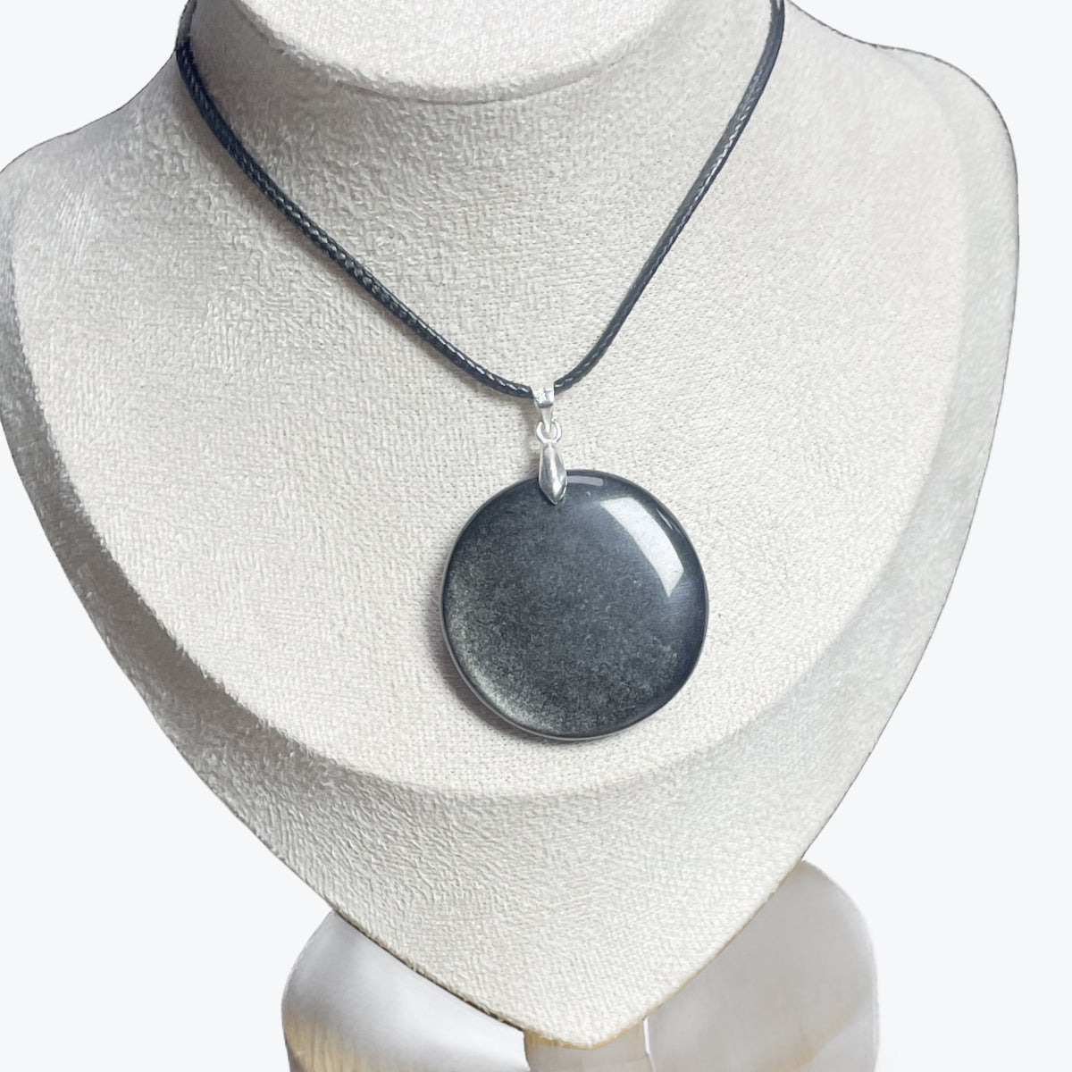 Pendentif Obsidienne Argentée Ovale