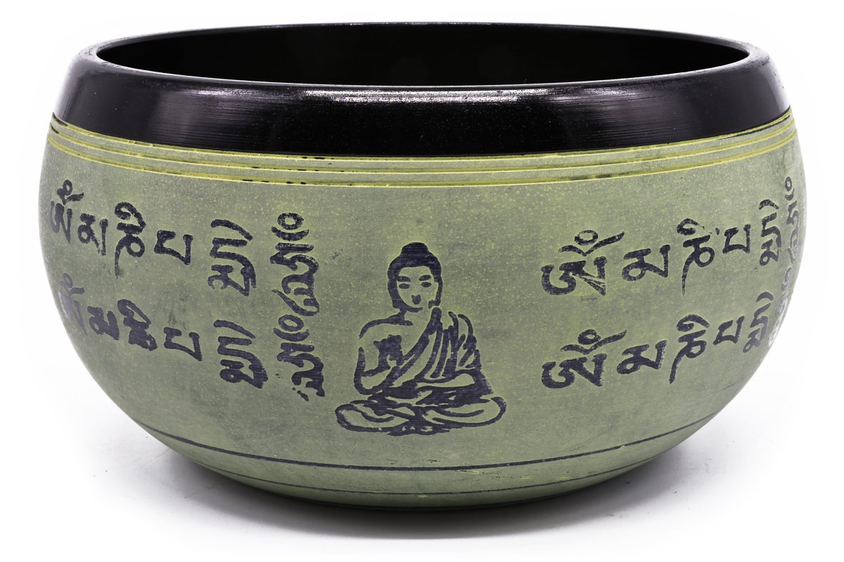 Bol Chantant Tibétain Aluminium Bouddha Vert 550g