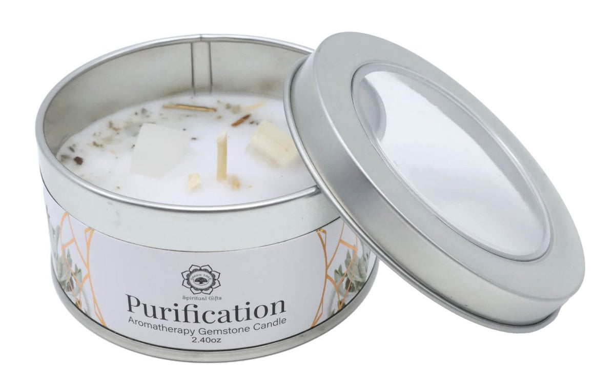Bougie Green Tree 'Purification' Sélénite + Sauge blanche