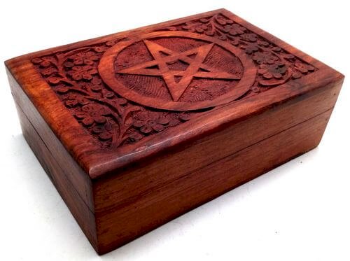 Boîte à Bijoux Bois Pentacle 18cm
