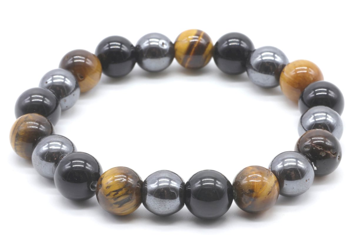 Bracelet Protection Obsidienne Noire, Hematite, Oeil de Tigre