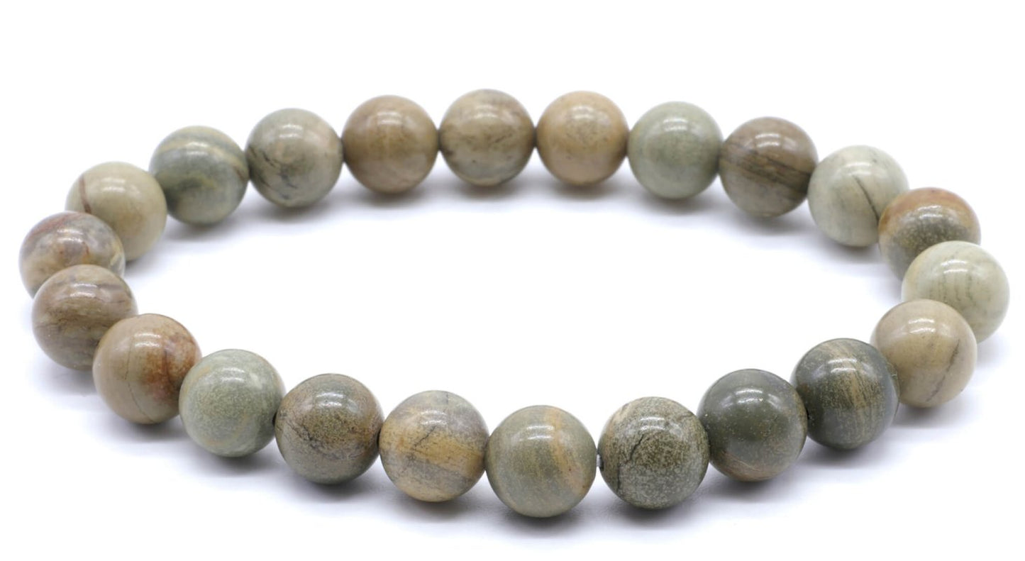 Bracelet Jaspe Feuille d'Argent