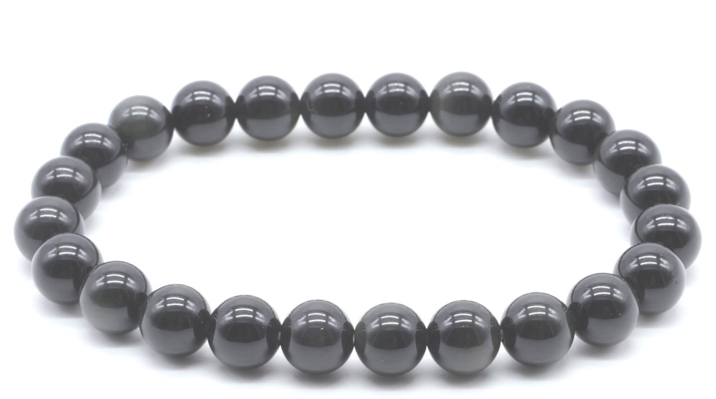 Bracelet Obsidienne Noire Dorée