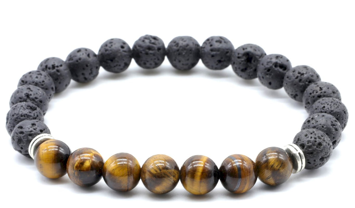 Bracelet Tigre & Lave 7-Mix perles 8mm HOMME