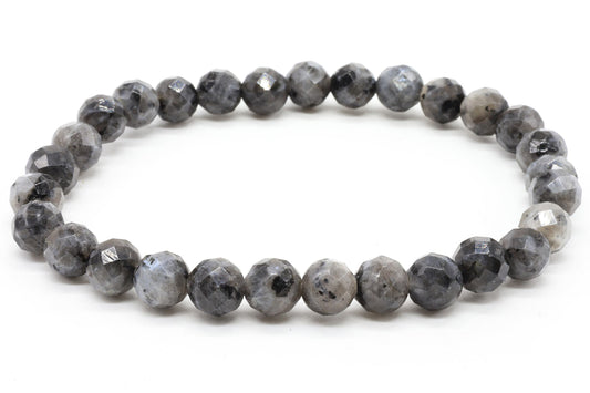 Bracelet Larvikite Perles Facettées — 6 mm