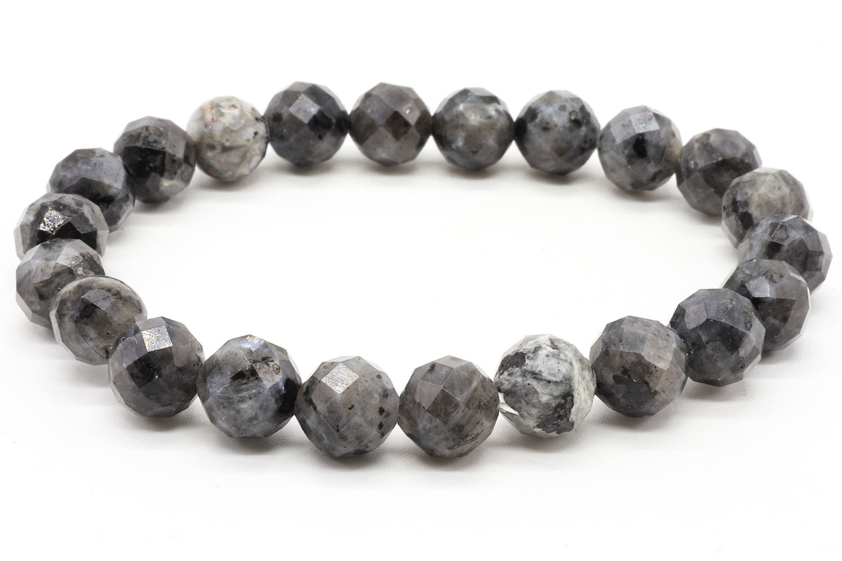 Bracelet Larvikite Perles Facettées — 8 mm