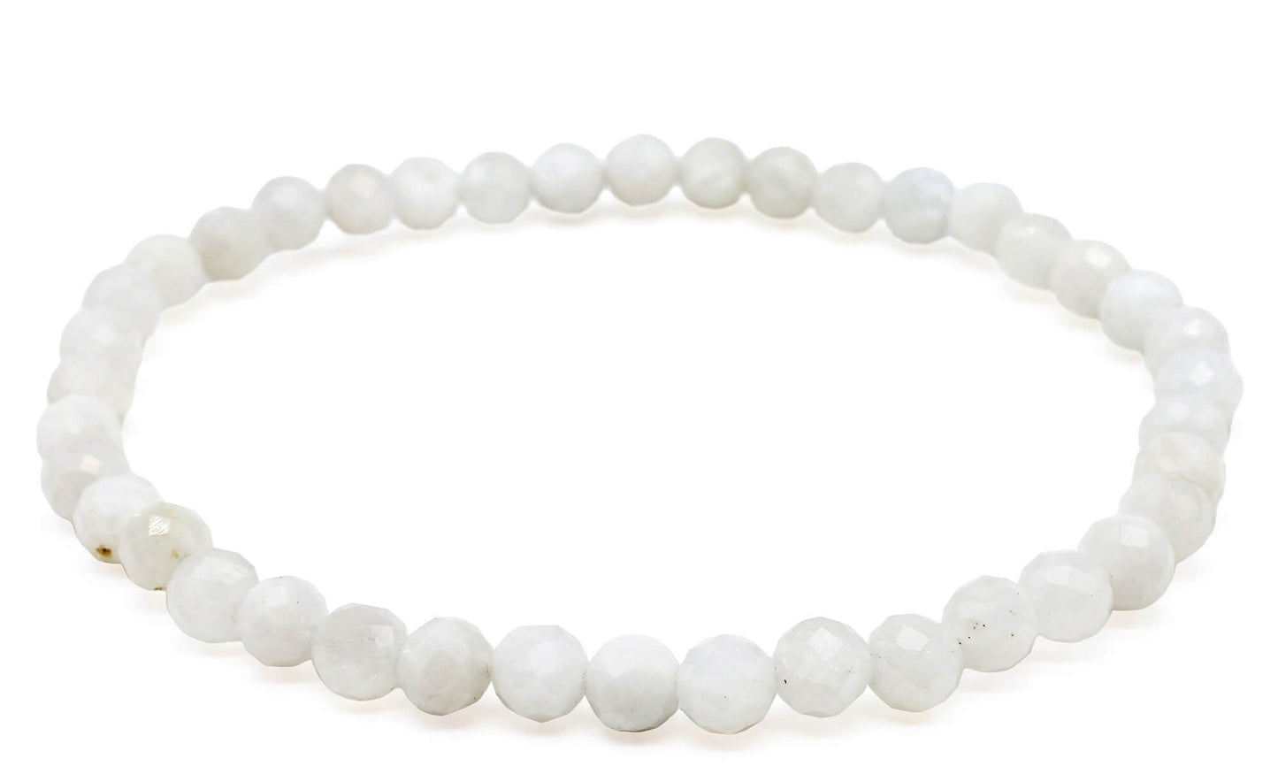 Bracelet Pierre de Lune Blanche perles facettées 4mm