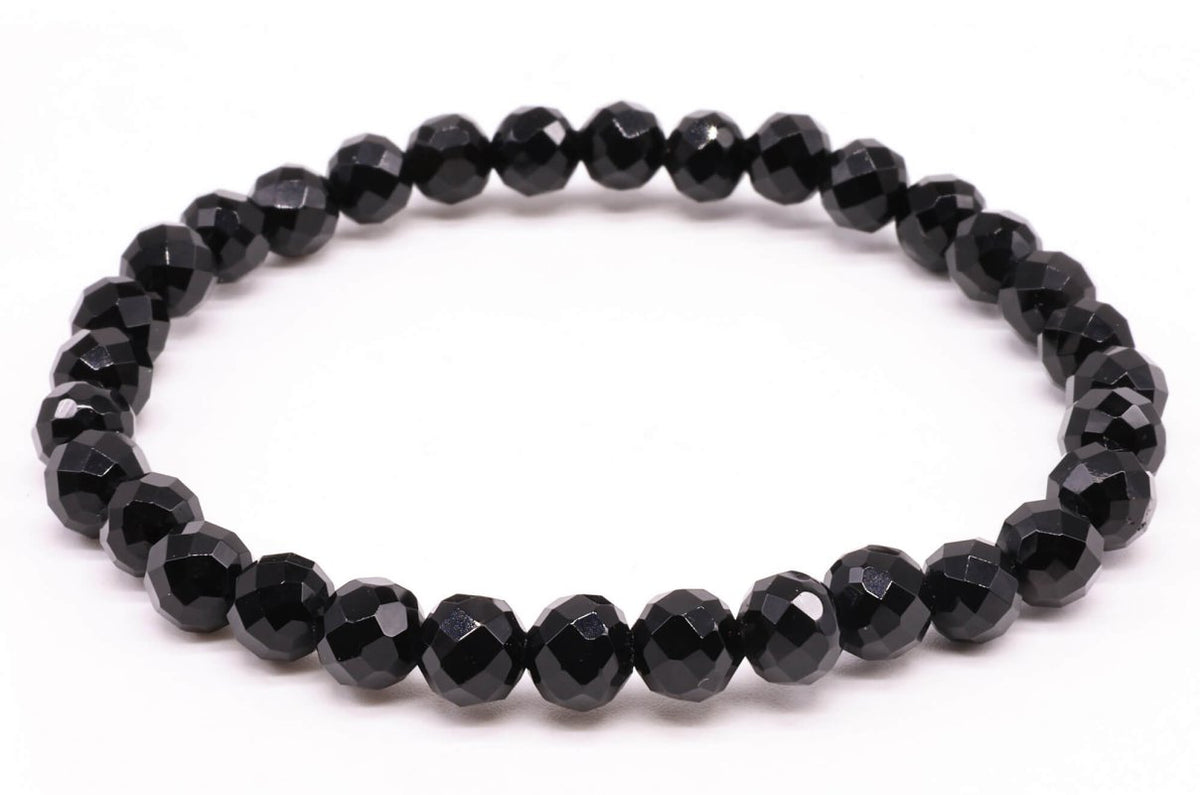 Bracelet Onyx Noir perles facettées