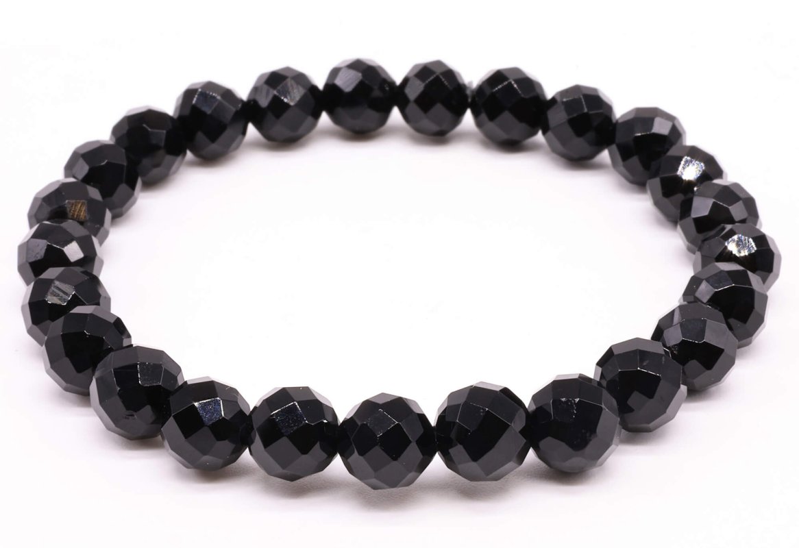 Bracelet Onyx Noir perles facettées