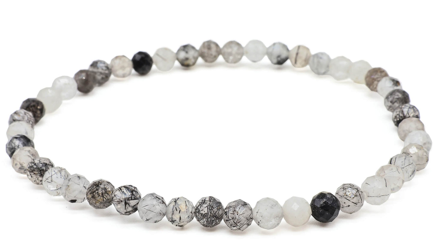 Bracelet Quartz Tourmaline perles facettées 4mm