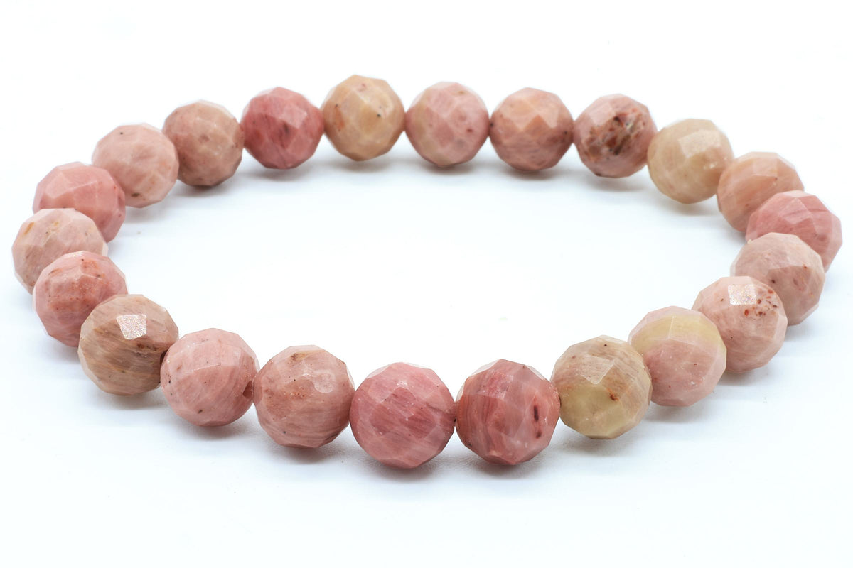 Bracelet Rhodonite Perles Facettées — 8 mm
